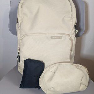 The Brevitē Backpack + Small Pouch + Rain Cover (Boulder Tan)